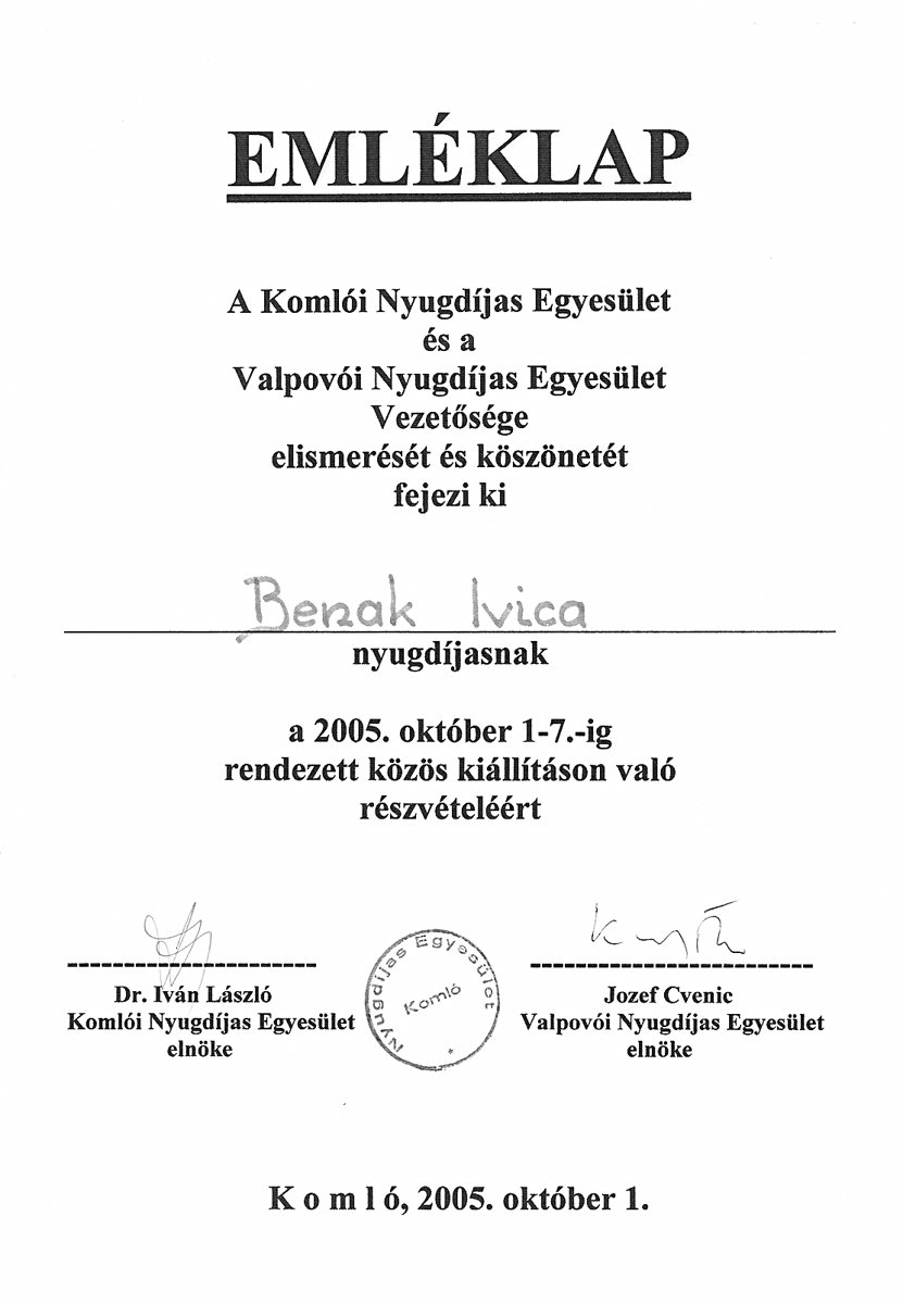 Spomenica iz mađarskog grada Komla, 2005.